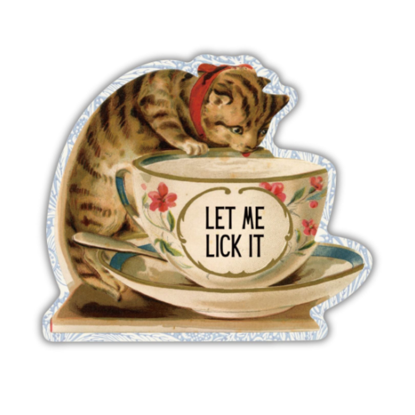 Let Me Lick It Vintage Cat Sticker | Vinyl Die Cut Decal