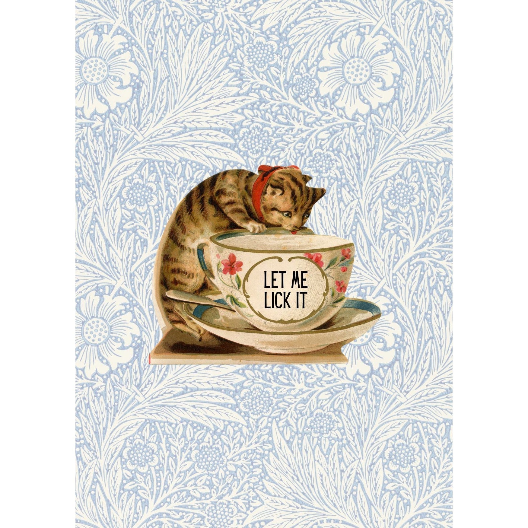 Let Me Lick It Vintage Kitty Framed Wall Art Print | GetBullish Original Quote Sign