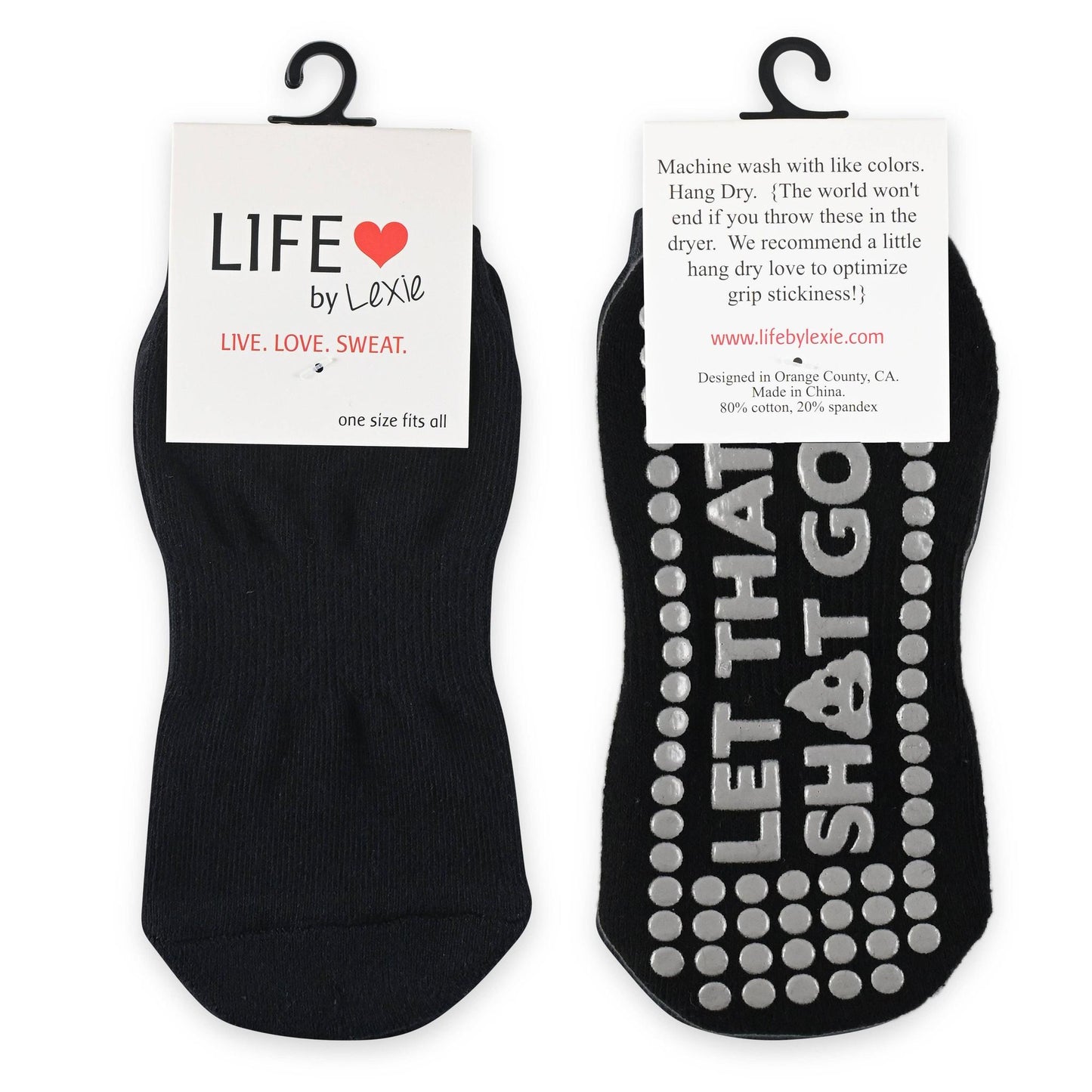 Let That Sh*t Go Grippy Socks | Non-Slip Sticky Socks for Pilates Barre Yoga Lagree | One Size