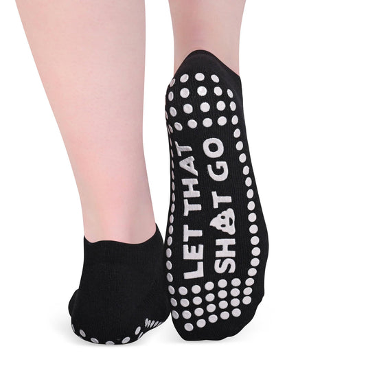 Let That Sh*t Go Grippy Socks | Non-Slip Sticky Socks for Pilates Barre Yoga Lagree | One Size