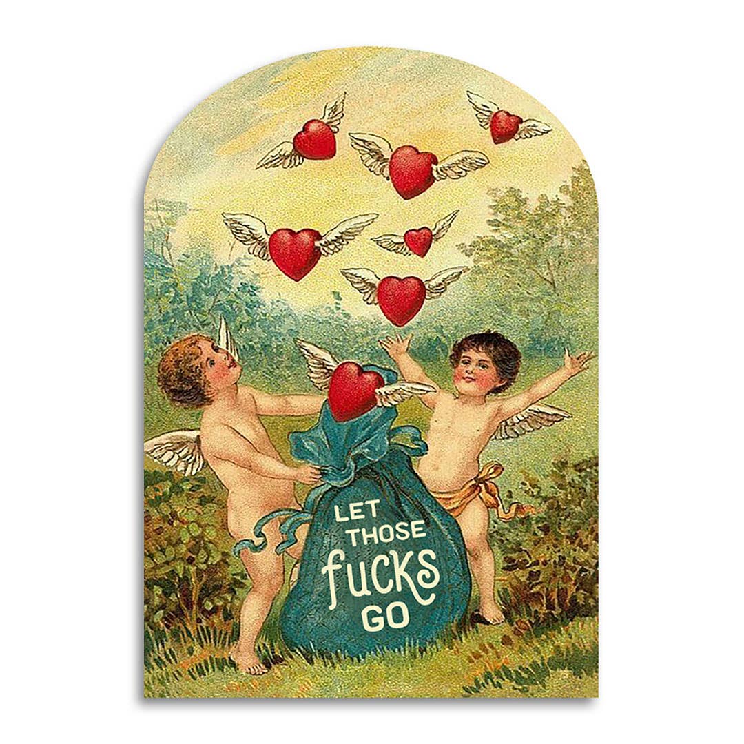 Let Those Fucks Go Funny Vintage Style Card | Blank Card