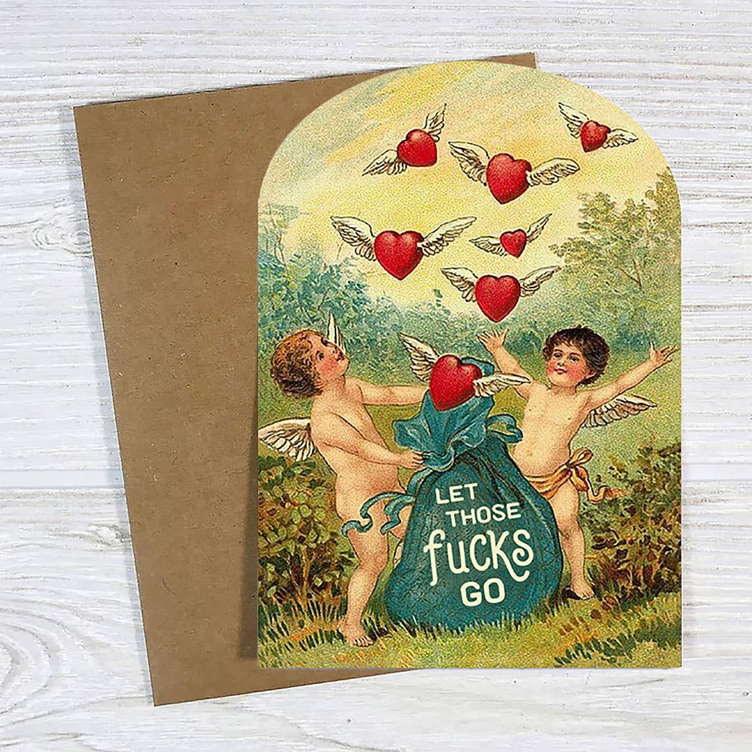 Let Those Fucks Go Funny Vintage Style Card | Blank Card