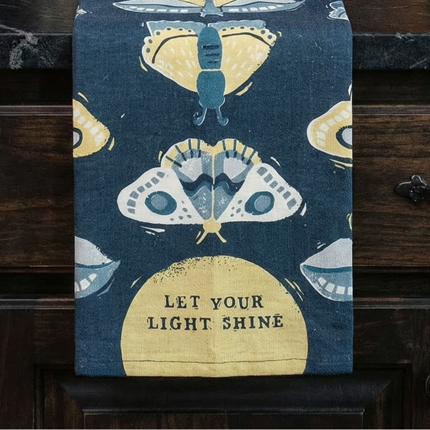 Let Your Light Shine Gothic Moth Dish Cloth Towel