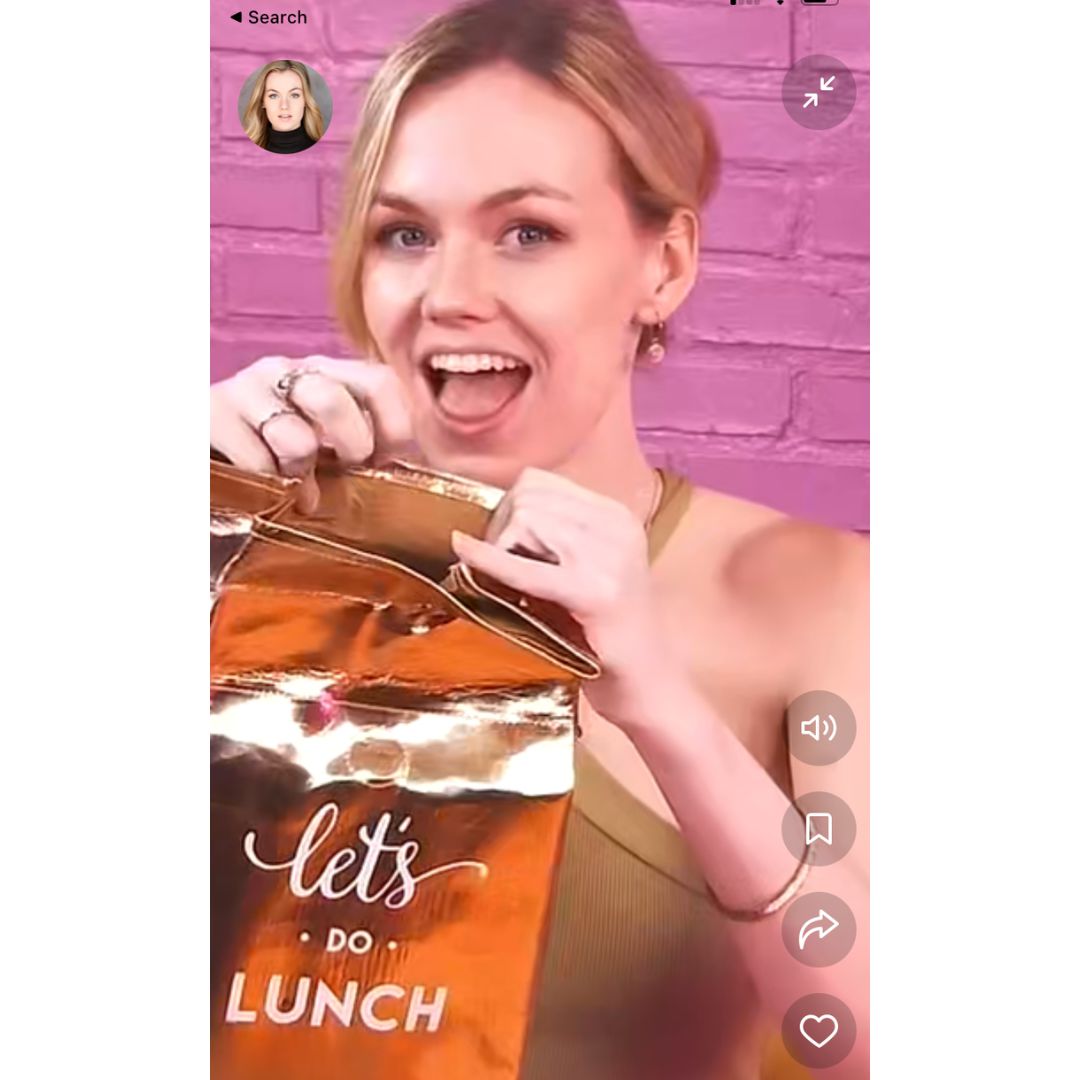 Let's Do Lunch Washable Paper Insulated Bag in Rose Gold