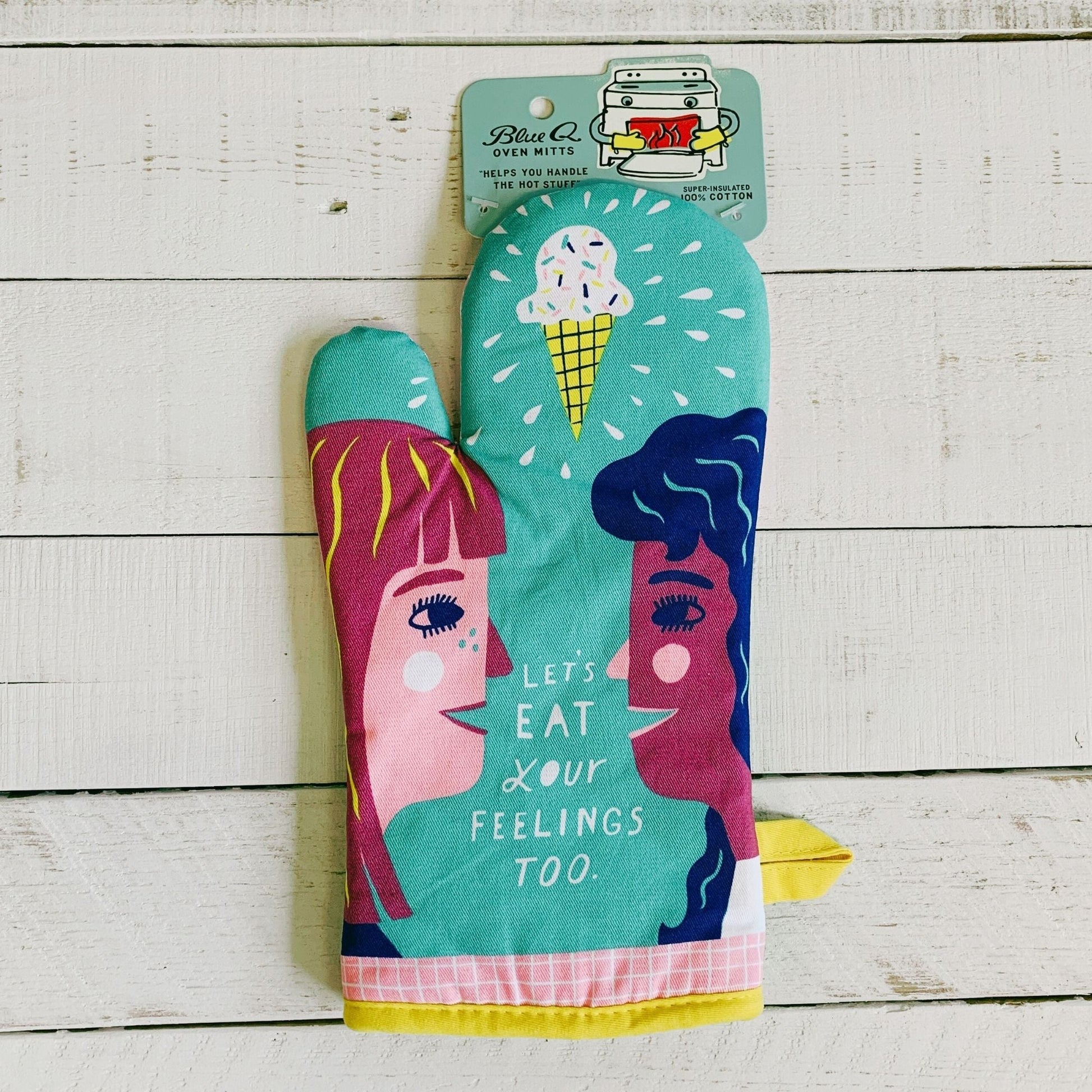 Let's Eat Your Feelings Too Oven Mitt | Couple and Ice Cream Motif | Kitchen Thermal Single Pot Holder