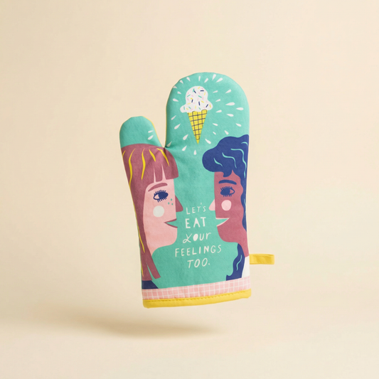 Let's Eat Your Feelings Too Oven Mitt | Couple and Ice Cream Motif | Kitchen Thermal Single Pot Holder | Gift for Her