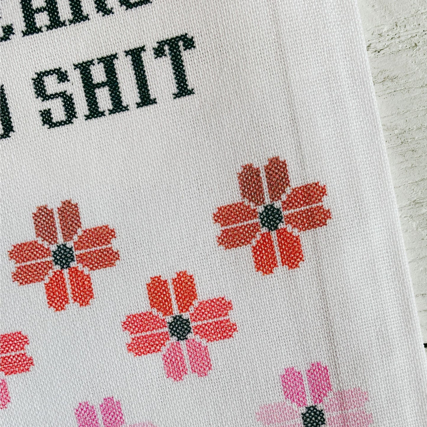 Let's Get All Freaky and Shit Cross-Stitch Print Dishtowel | Hangable Rude Funny Saying Cotton Towel