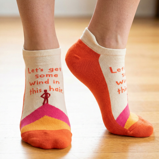 Let's Get Some Wind In This Hair Unisex Sneaker Socks [2 Size Options] | BlueQ at GetBullish