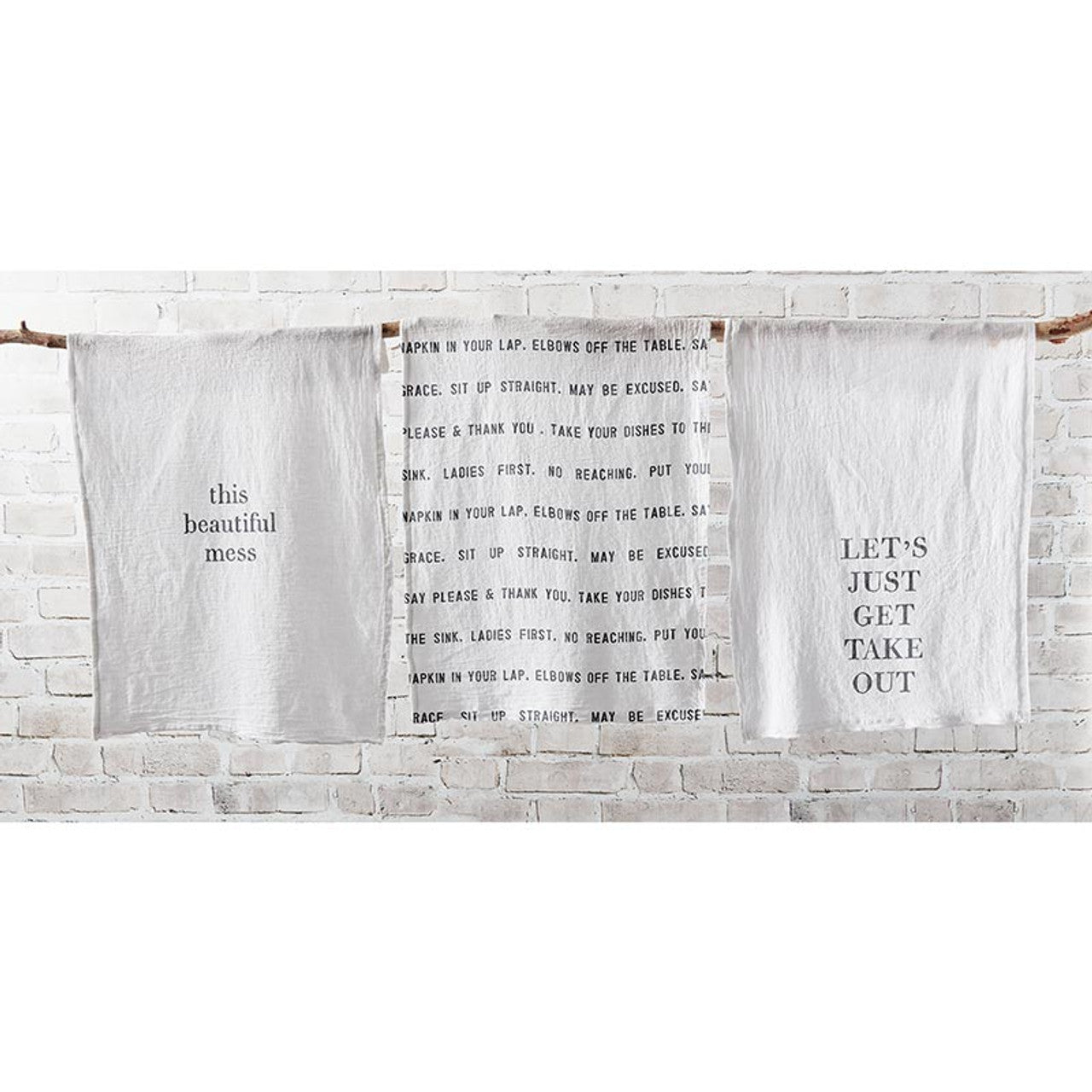 Let's Just Get Take Out Tea Towel | Thirsty Boy Dish Towel | Cotton Flour Sack Kitchen Towel | 30" x 30"