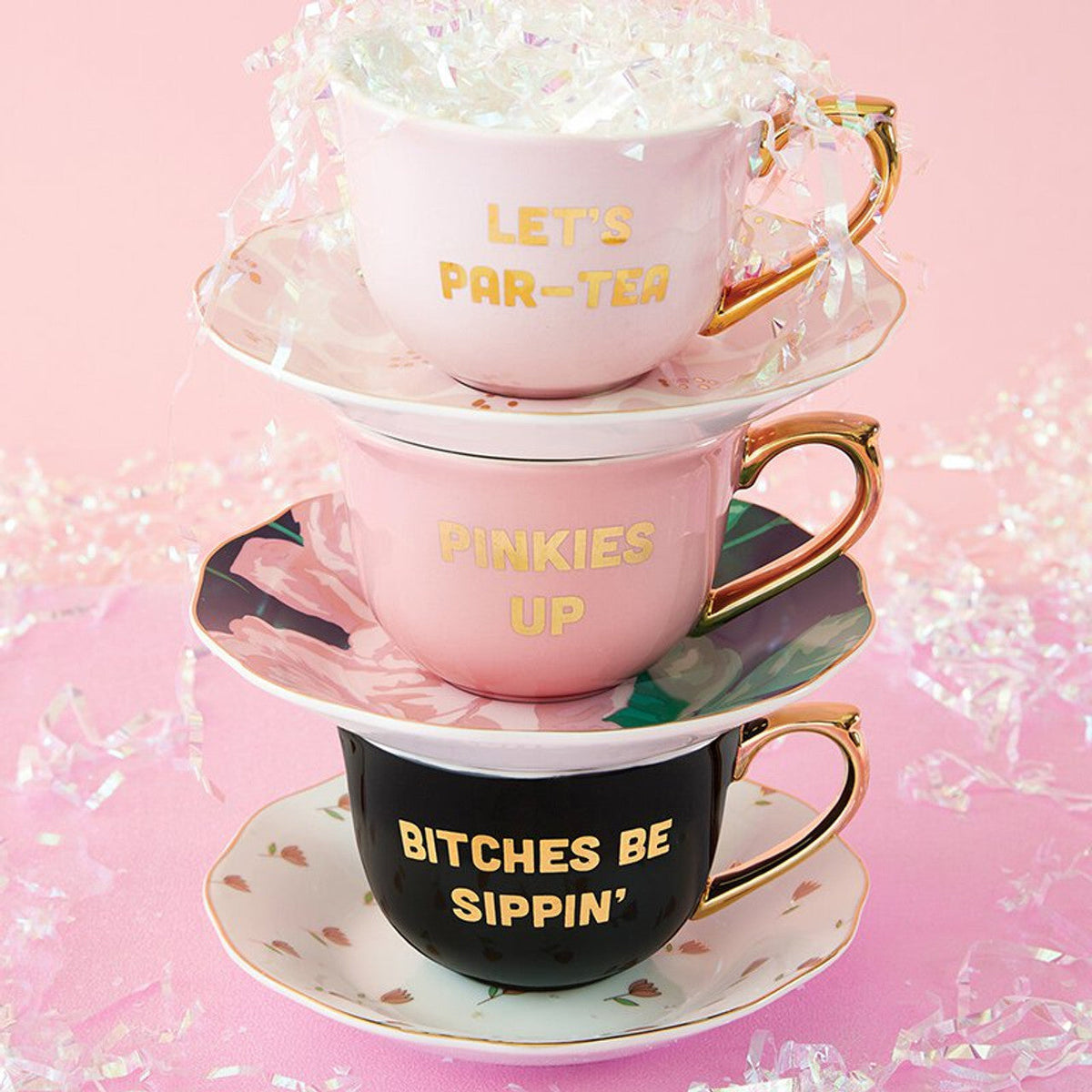 Let's Par-tea Tea Cup and Saucer Set