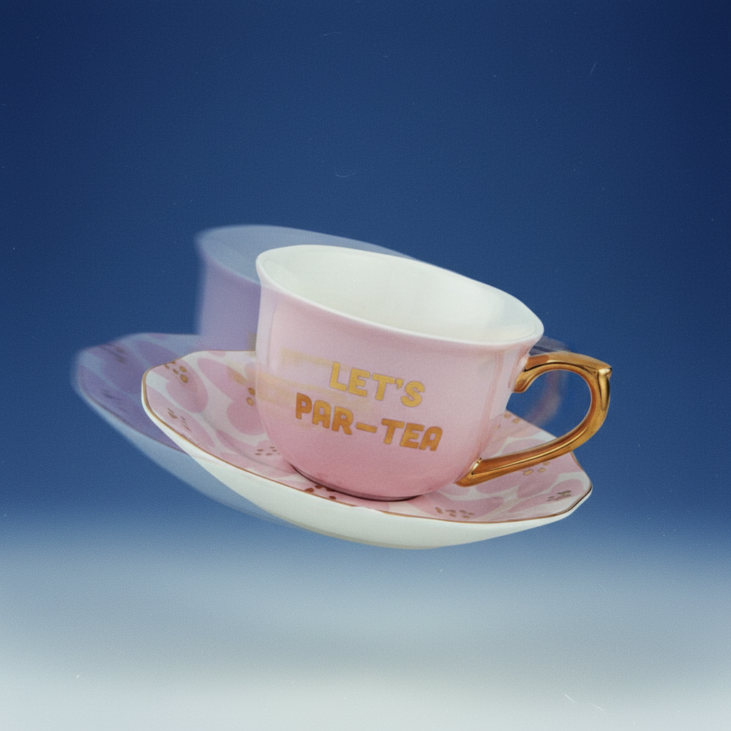 Let's Par-tea Tea Cup and Saucer Set - 6