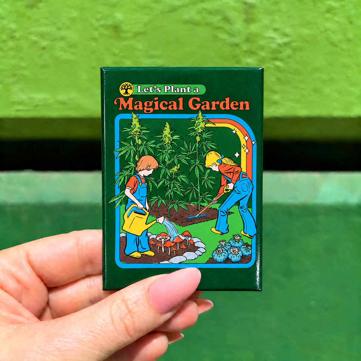 Let's Plant a Magical Garden Funny Magnet | Retro Marijuana Mushrooms Fridge Magnet Art by Steven Rhodes | 2.5" X 3.5"-Ephemera-The Bullish Store