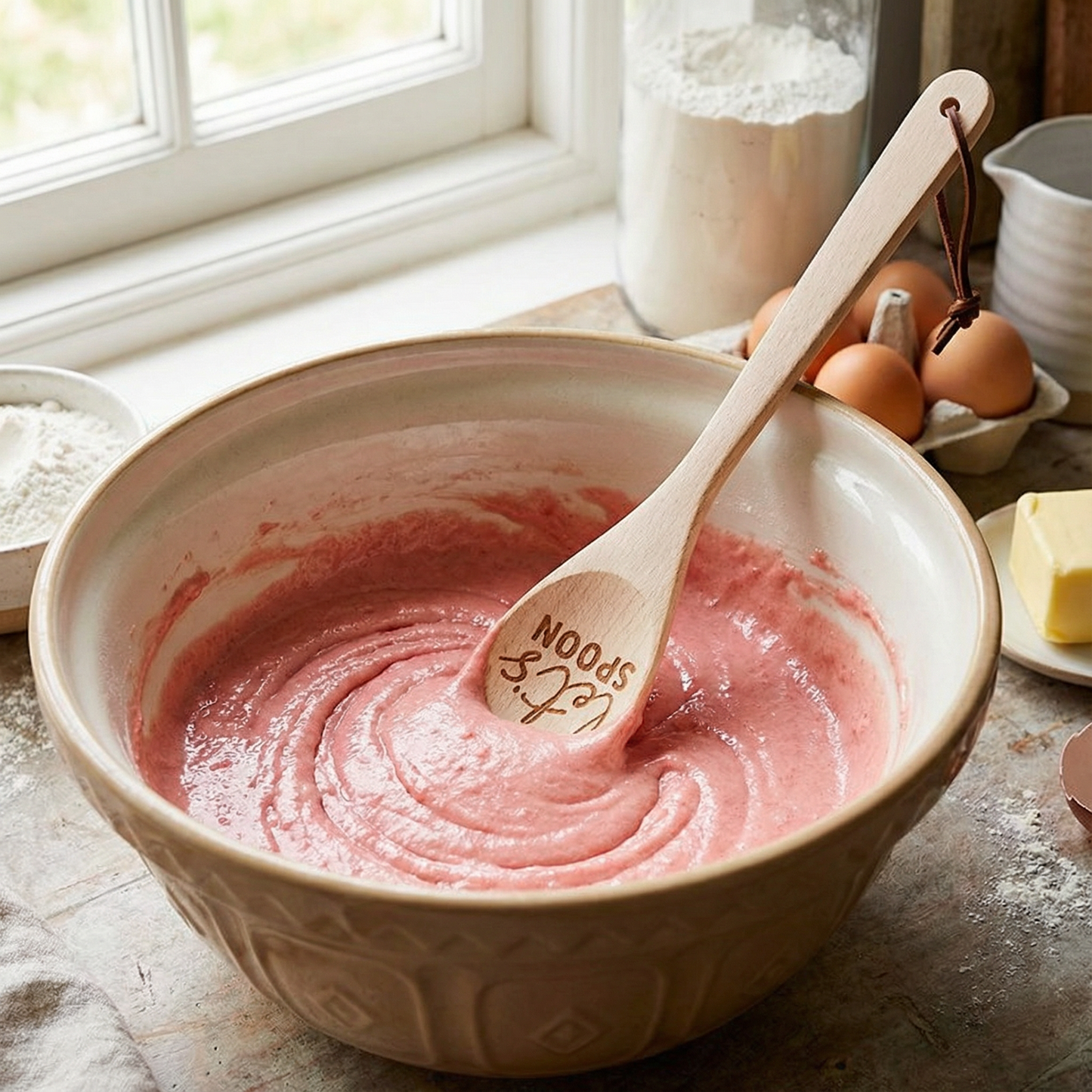 Let's Spoon Wooden Cooking Spoon | Beech Wood Kitchen Utensil in Canvas Gift Bag