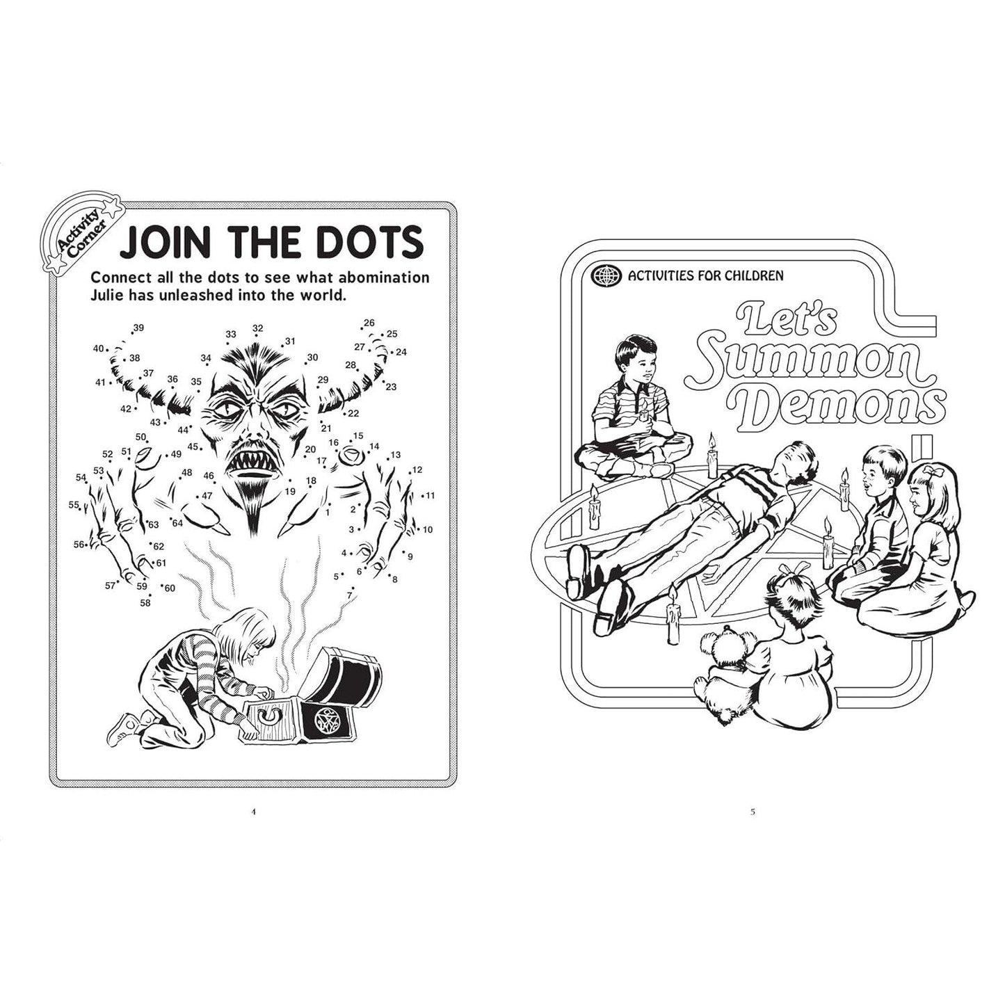 Let's Summon Demons Coloring and Activity Book | Retro 70s-80s Inspired Pages