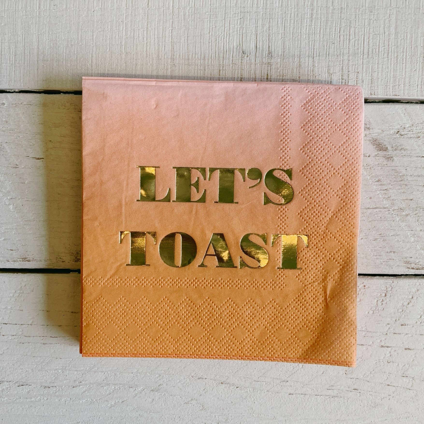 Let's Toast Foil Beverage Napkins | Gold Foil Cocktail Napkin | 5" Square