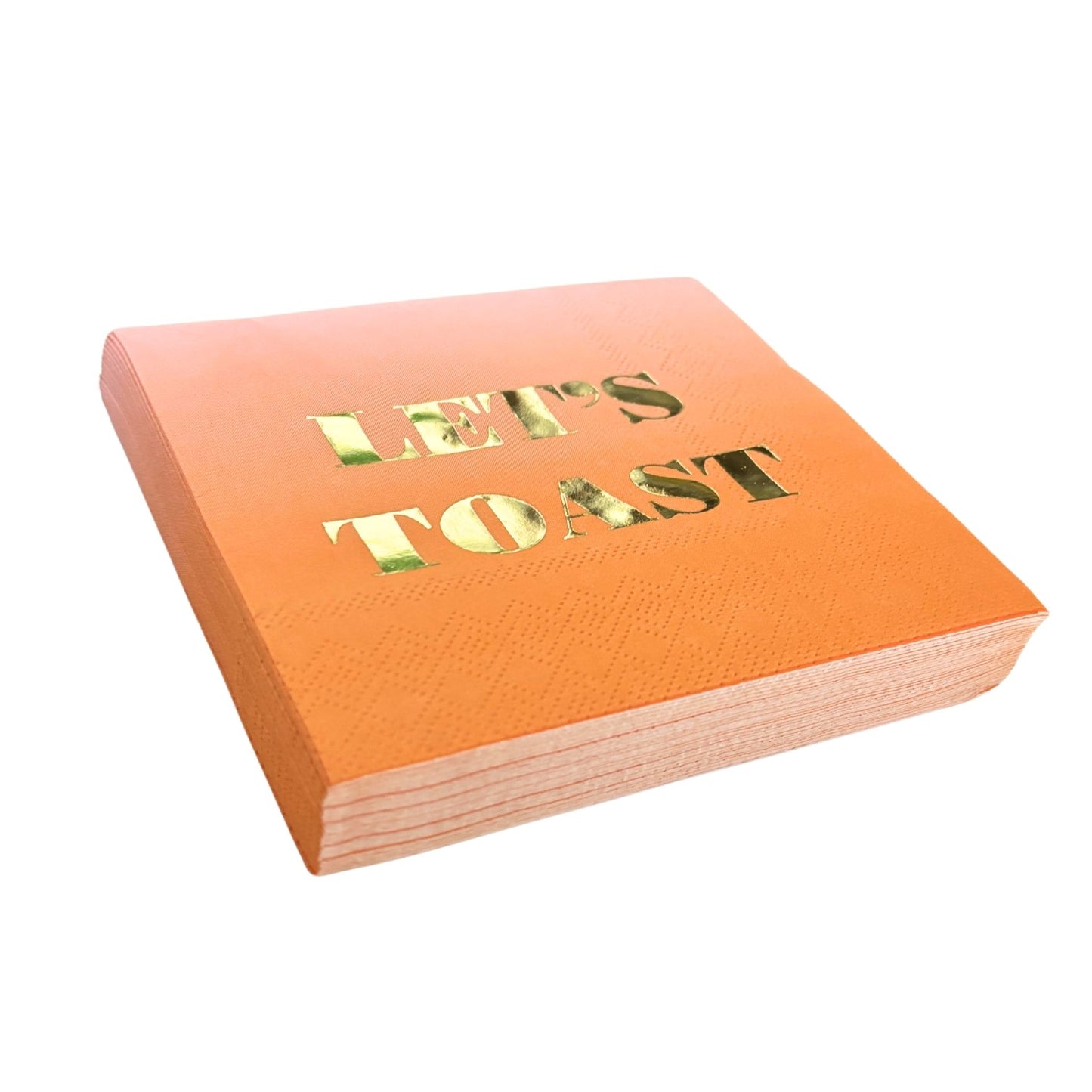 Let's Toast Foil Beverage Napkins | Gold Foil Cocktail Napkin | 5" Square