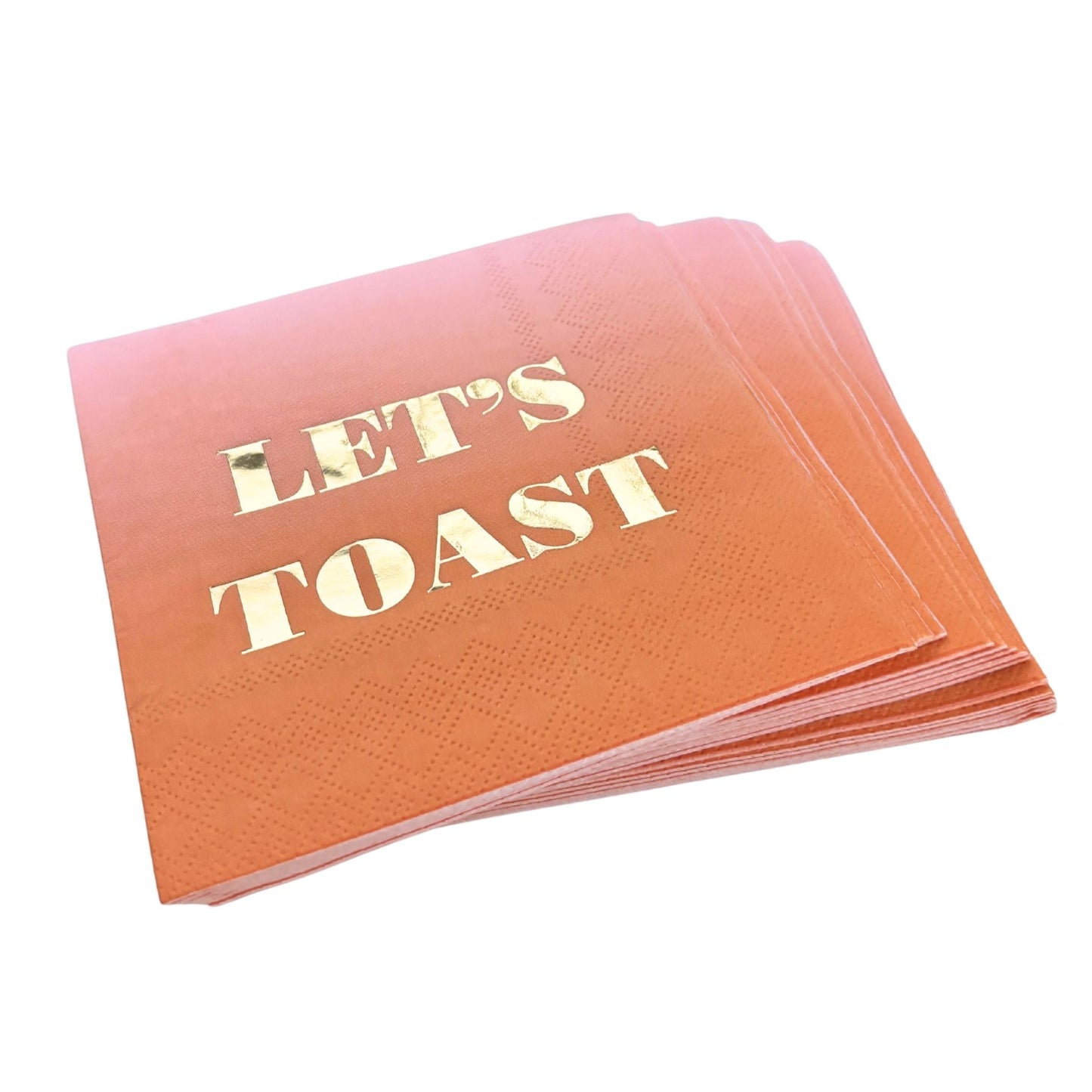 Let's Toast Foil Beverage Napkins | Gold Foil Cocktail Napkin | 5" Square
