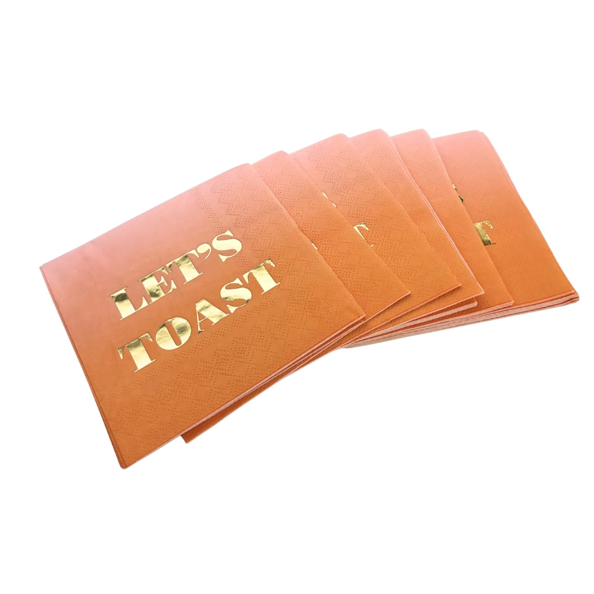 Let's Toast Foil Beverage Napkins | Gold Foil Cocktail Napkin | 5" Square