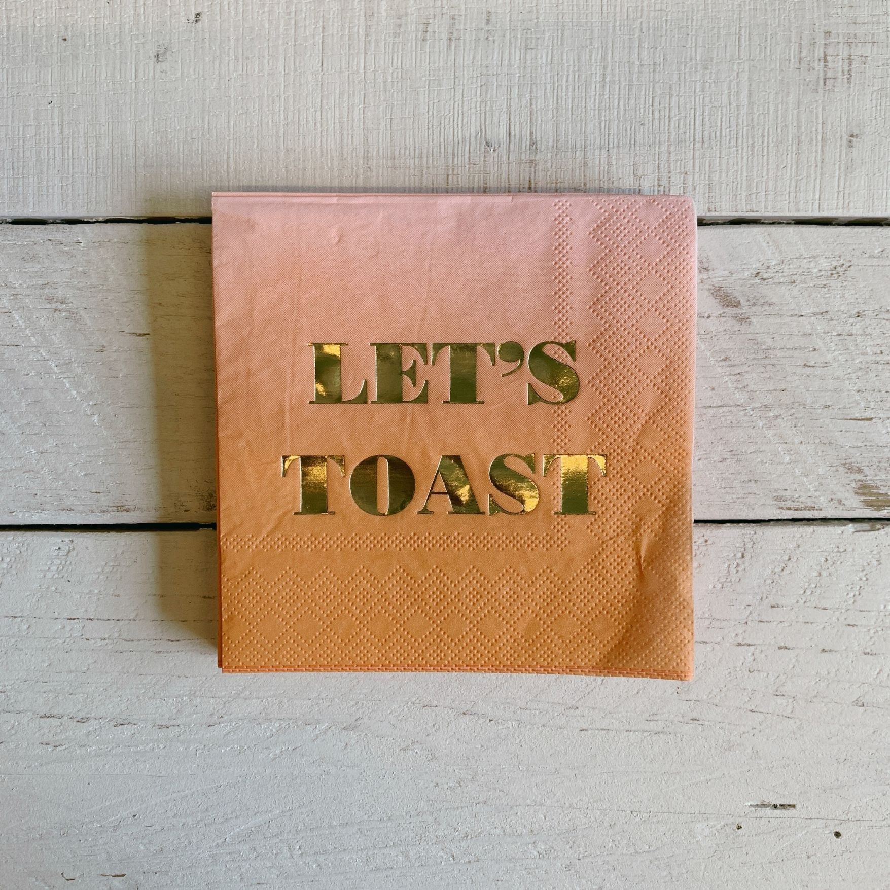 Let's Toast Foil Beverage Napkins | Gold Foil Cocktail Napkin | 5" Square