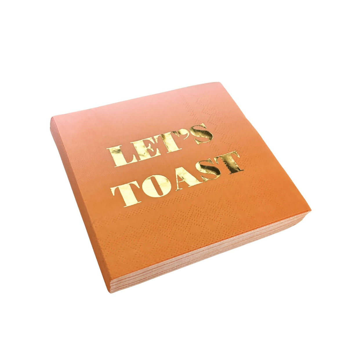 Let's Toast Foil Beverage Napkins | Gold Foil Cocktail Napkin | 5" Square