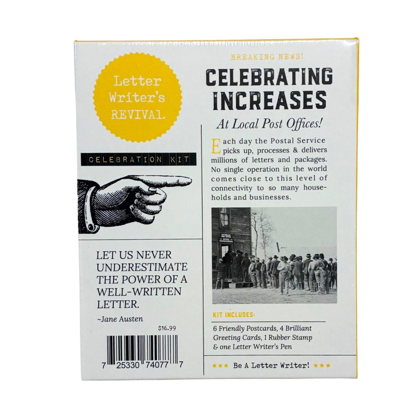 Letter Writer's Stationery Set "Celebration Kit" | Letter-Writing Kit with Greeting Cards, Postcards, Pen, Rubber Stamp