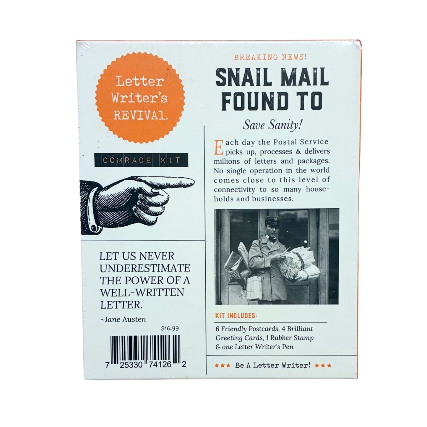 Letter Writer's Stationery Set "Comrade Kit" | Letter-Writing Kit with Greeting Cards, Postcards, Pen, Rubber Stamp