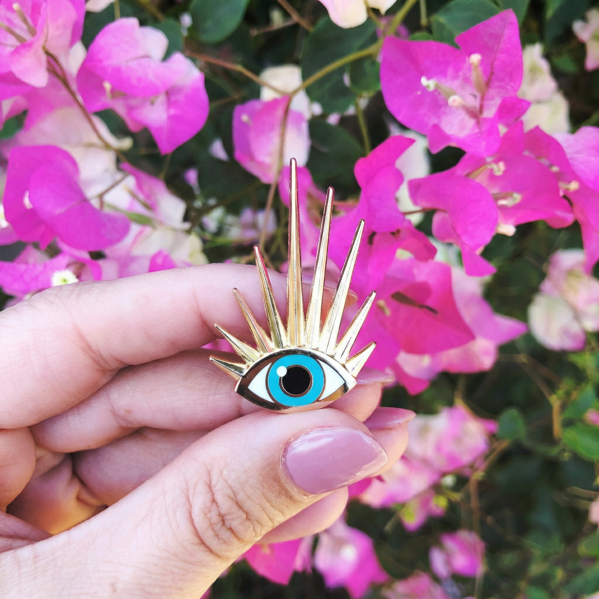 Liberty Eye Golden Brass Pin with Gold Plating