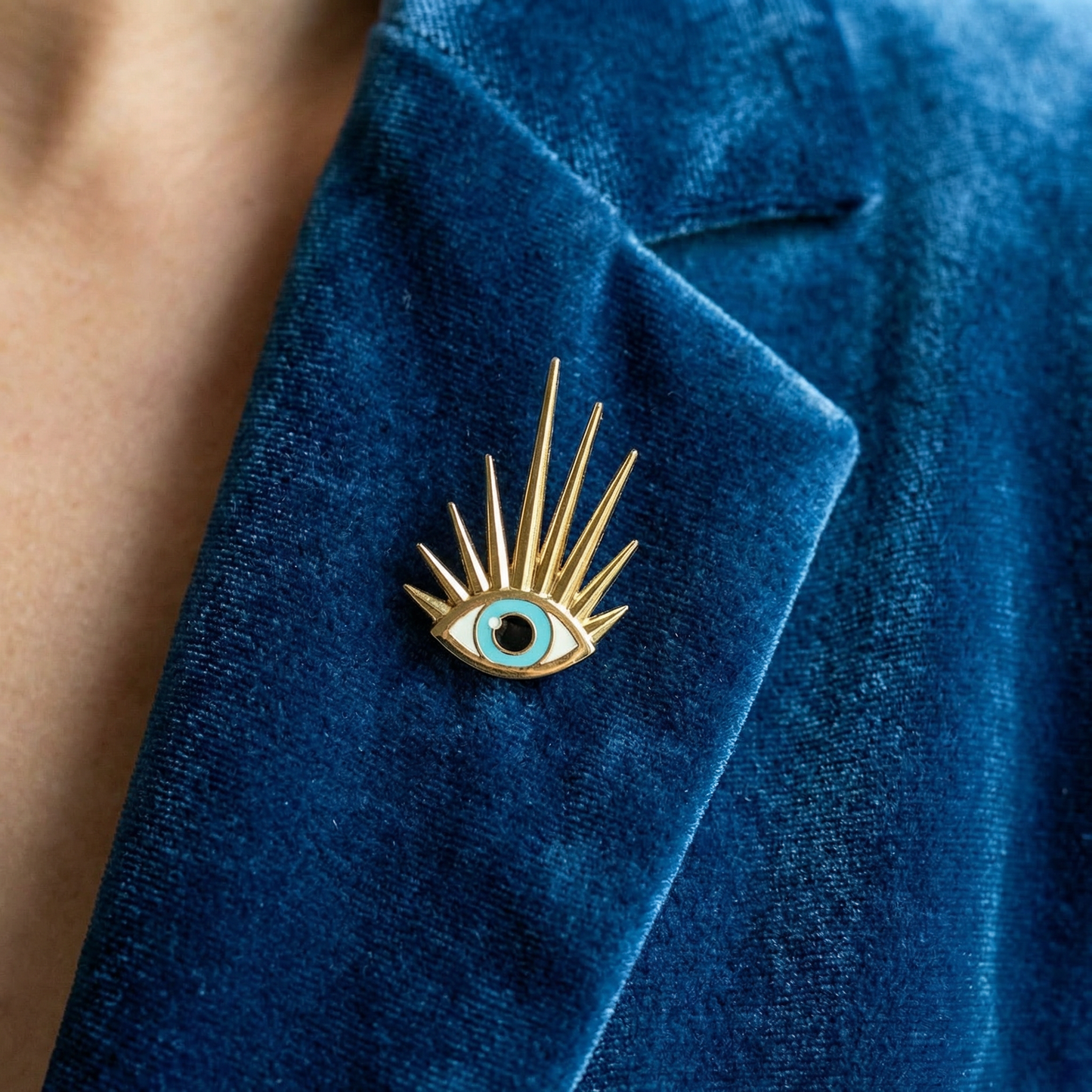 Liberty Eye Golden Brass Pin with Gold Plating