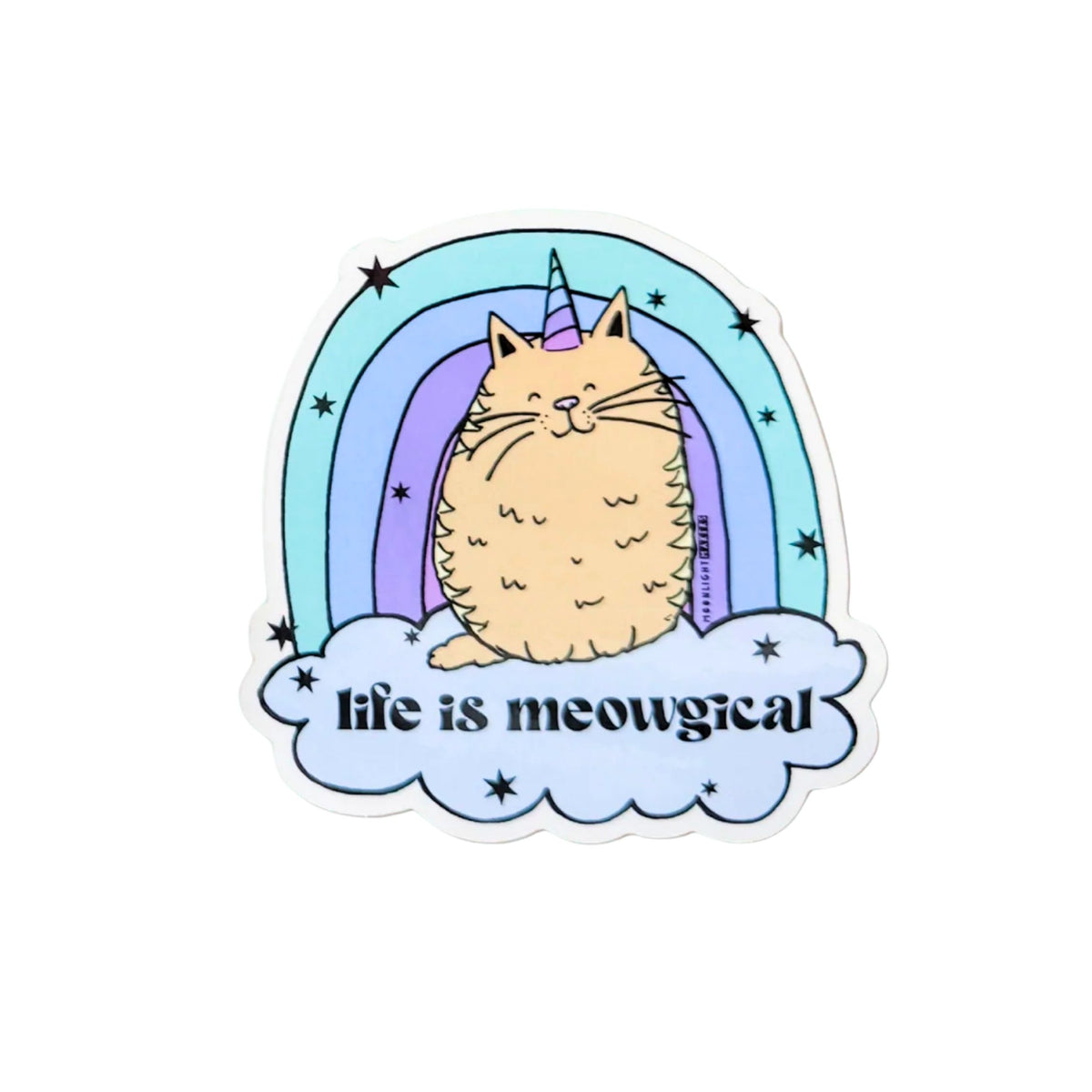 Life Is Meowgical Cat Rainbow Vinyl Sticker