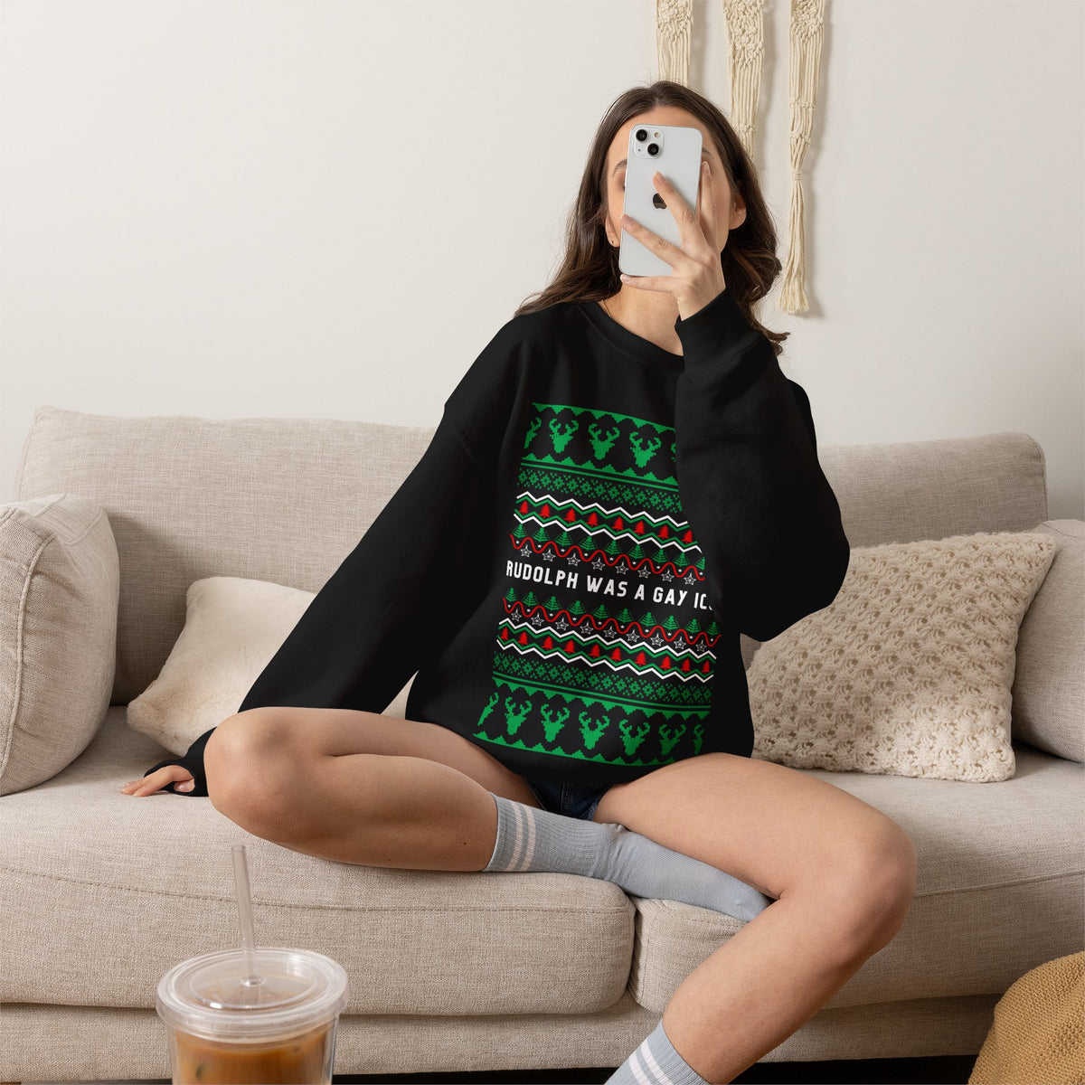Rudolph Was a Gay Icon "Ugly Christmas Sweater" Unisex Heavy Blend™ Crewneck Sweatshirt (Sizes S-5X)