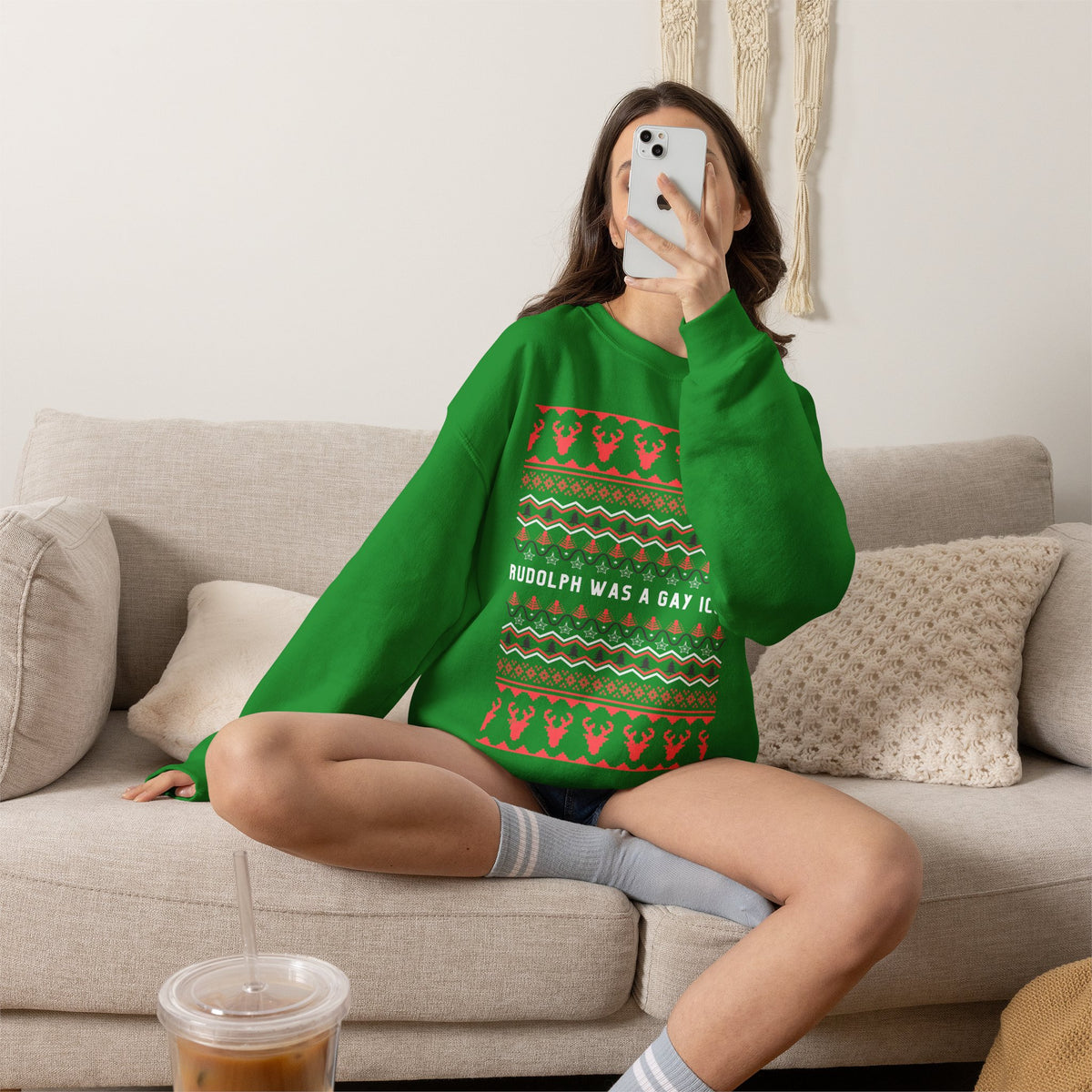 Rudolph Was a Gay Icon "Ugly Christmas Sweater" Unisex Heavy Blend™ Crewneck Sweatshirt (Sizes S-5X)