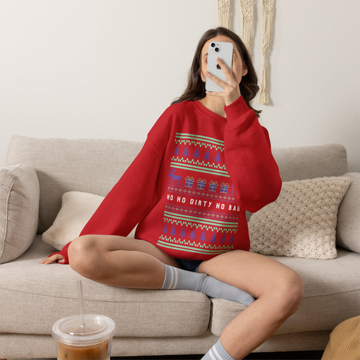 Ho Ho Dirty Ho Bag "Ugly Christmas Sweater" Unisex Heavy Blend™ Crewneck Sweatshirt (Sizes S-5X)