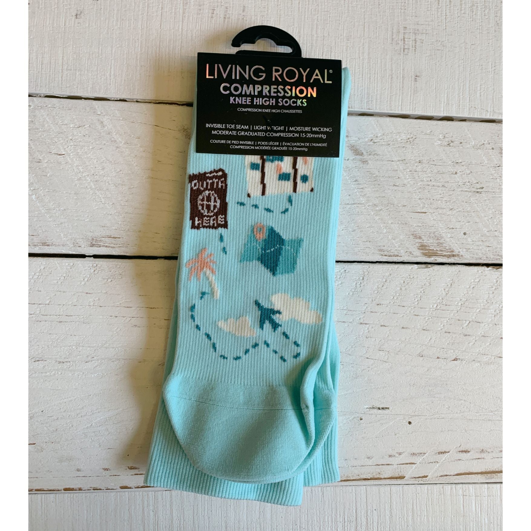 Light Blue World Traveller Compression Knee High Socks | Women Shoe Size 4-12