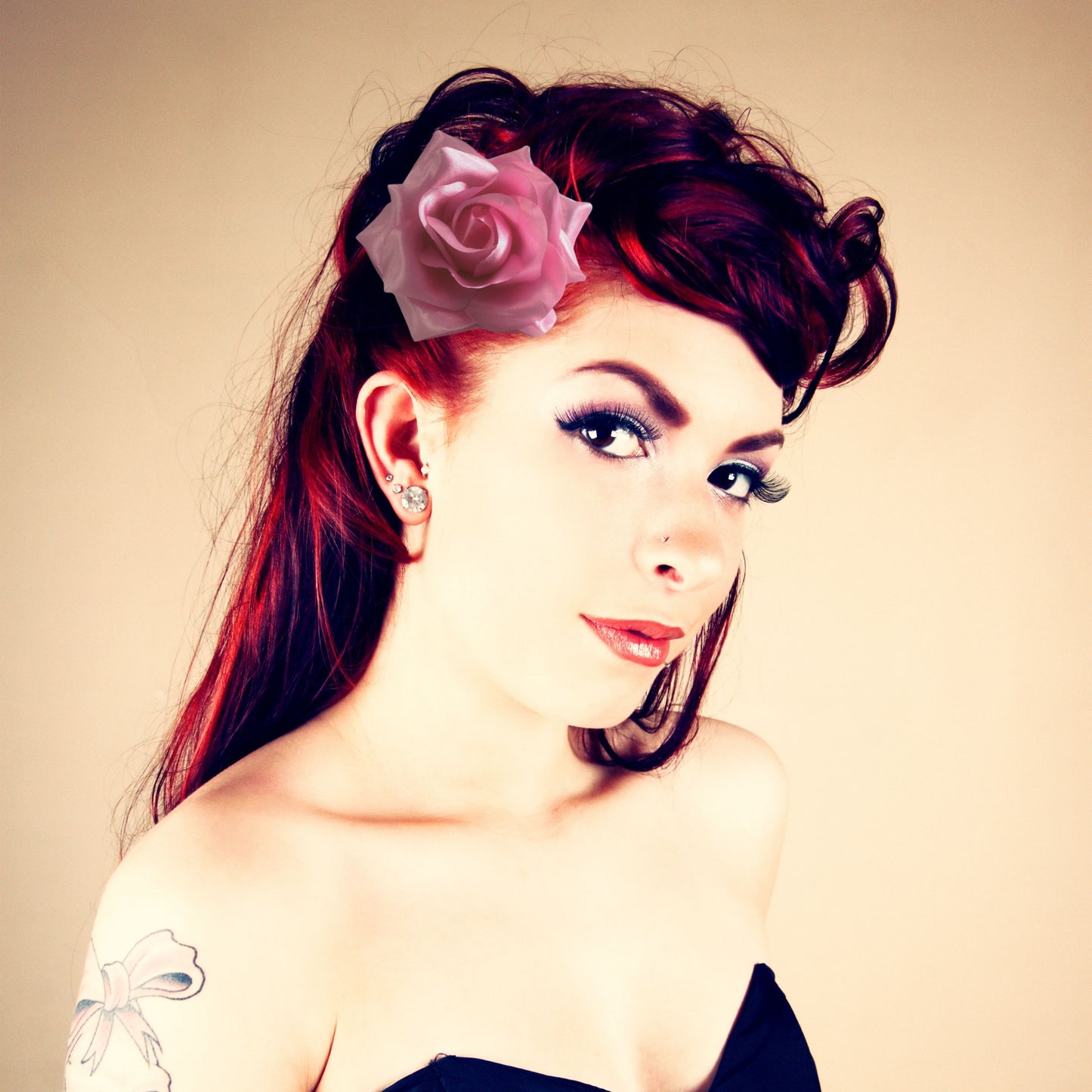 Light Pink Rose Hair Clip | Satin Flower Hair Accessory