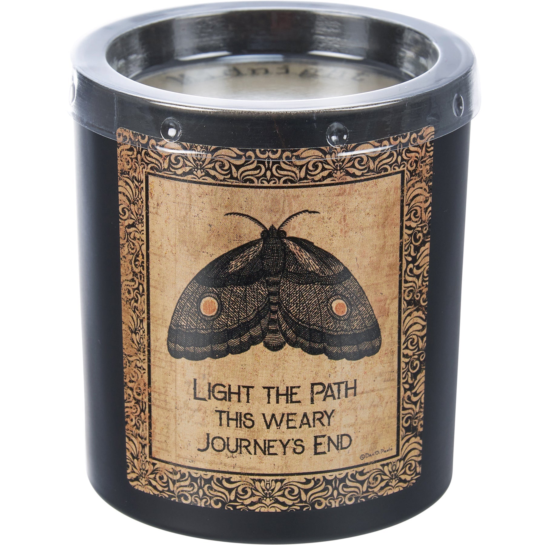 Light The Path Journey's End Jar Candle | Moth in Frosted Black Glass | 35hrs Burn Time