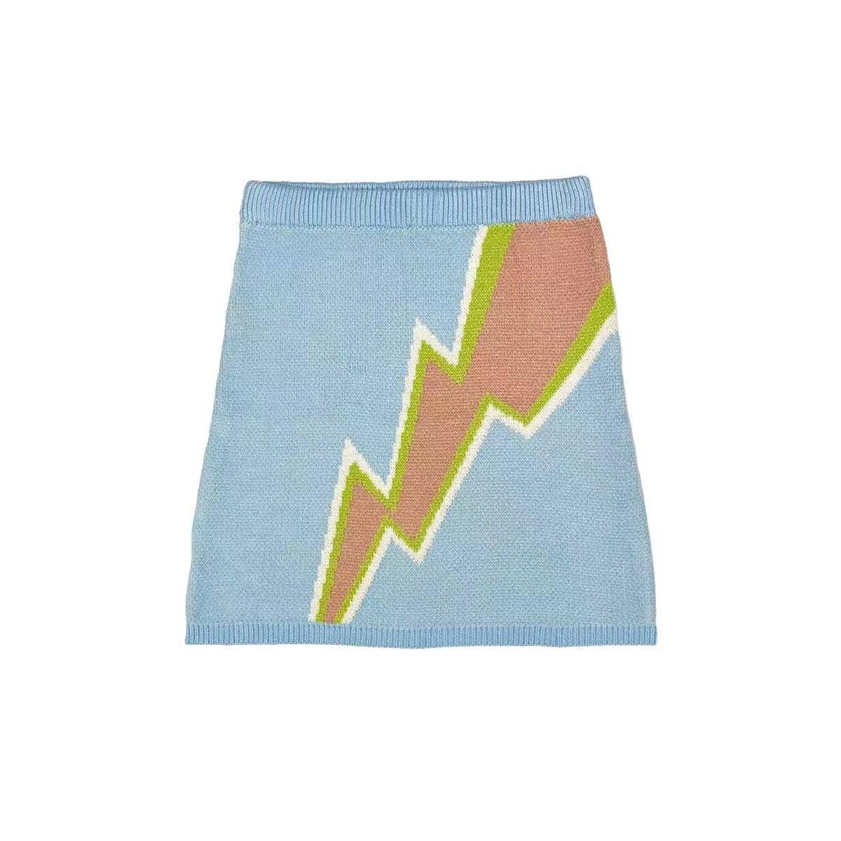 Lightning Bolt Sweater Skirt | Knit Intarsia Skirt [SM–XL]