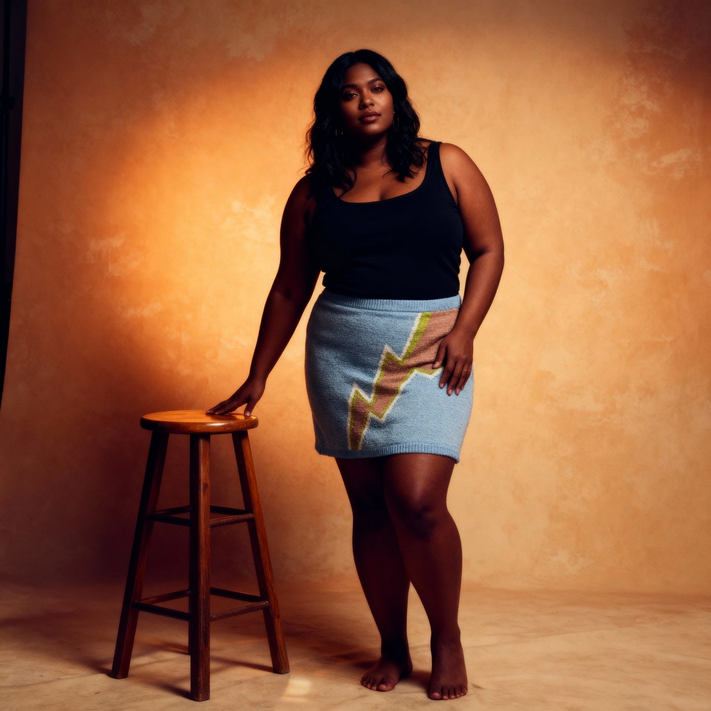 Lightning Bolt Sweater Skirt | Knit Intarsia Skirt [SM–XL]