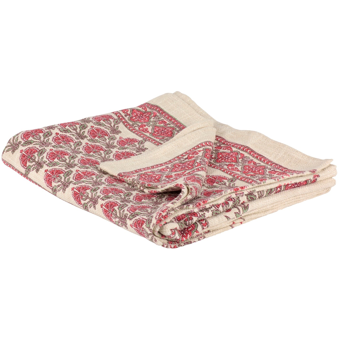 Lightweight Country Floral Cotton Throw Blanket | 50" x 60" | Red Floral