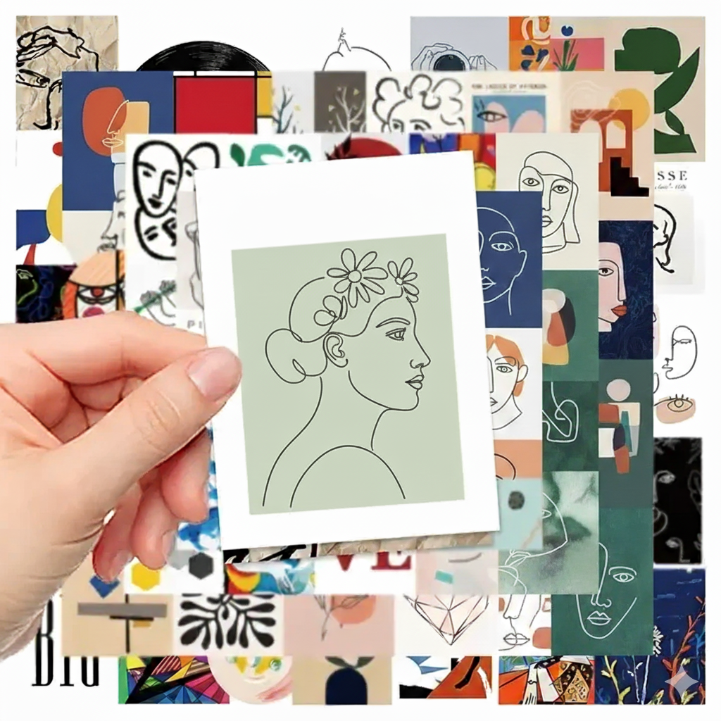 Line Art Stickers | 30 Pack Minimalist Portrait Modern Art Vinyl Decals
