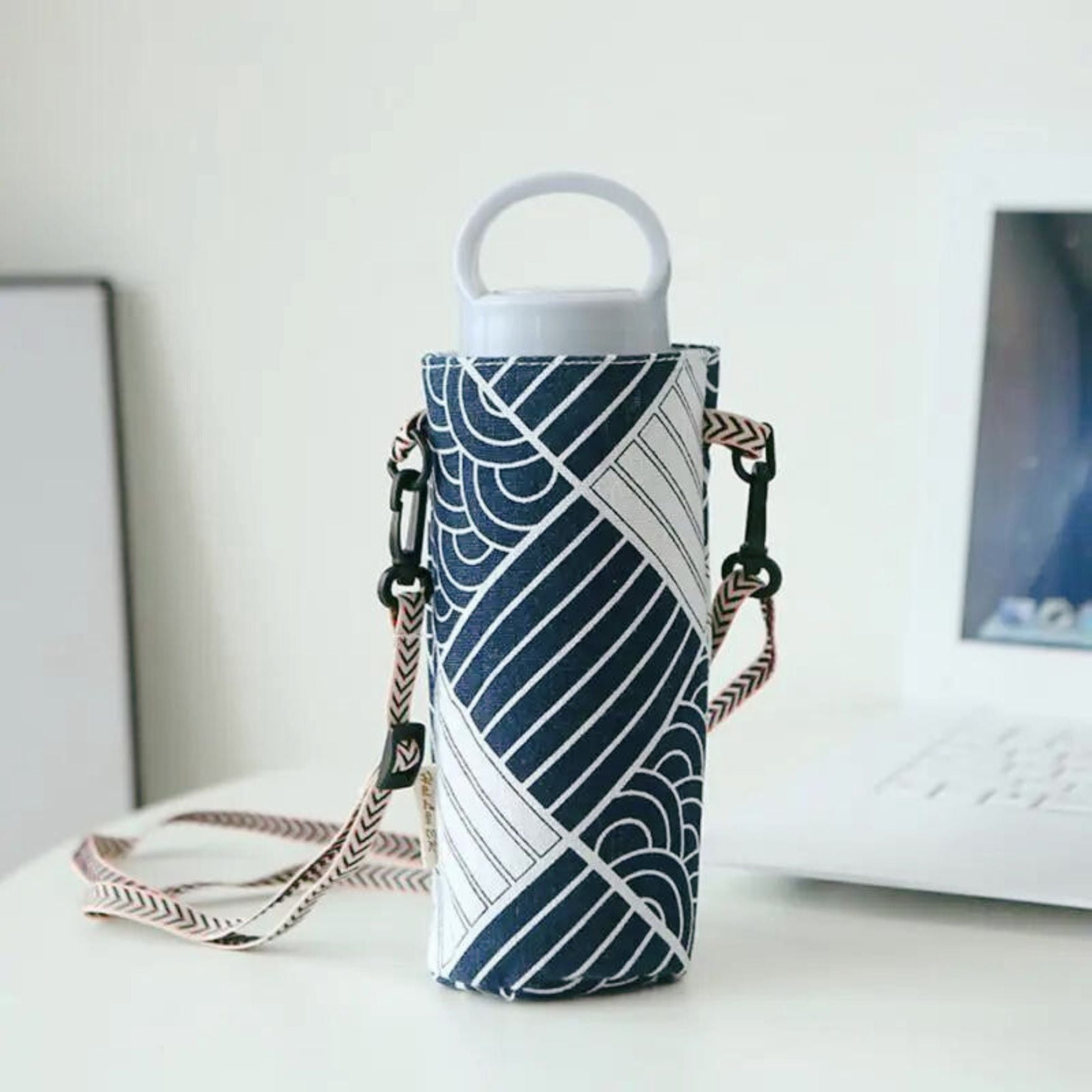 Lined Fabric Water Bottle Sling Crossbody Holder [4 Pattern Options]