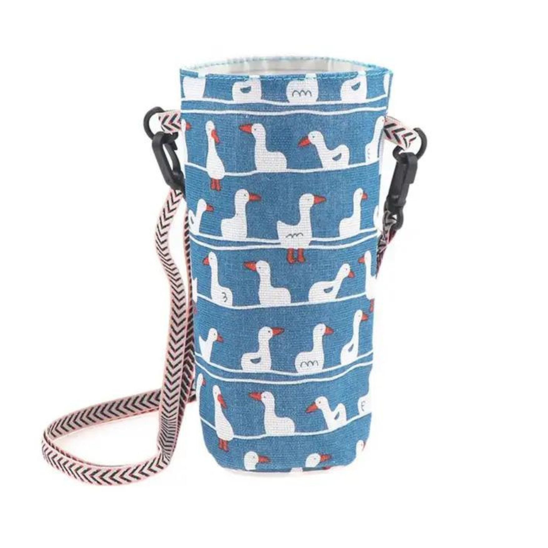 Lined Fabric Water Bottle Sling Crossbody Holder [4 Pattern Options]