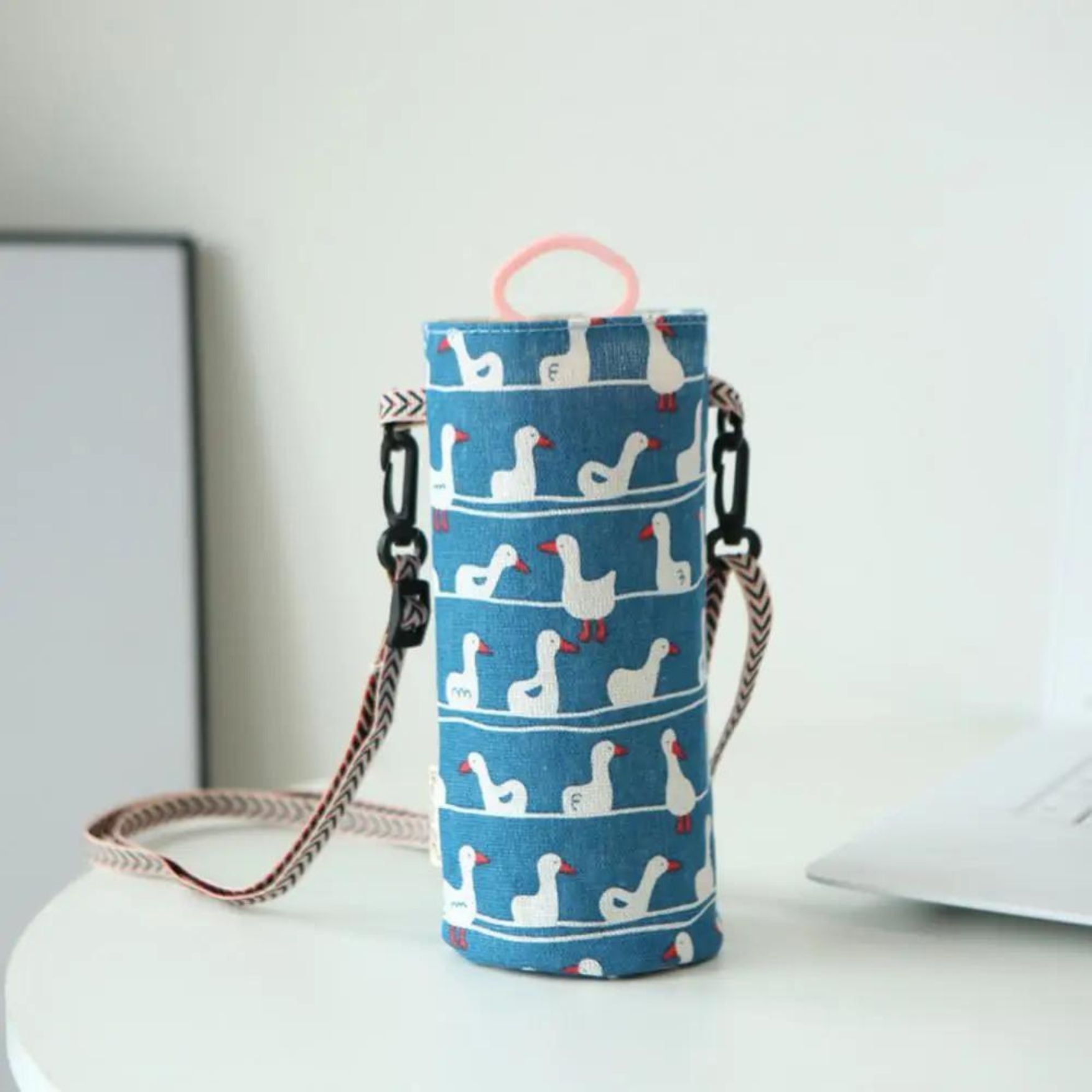 Lined Fabric Water Bottle Sling Crossbody Holder [4 Pattern Options]