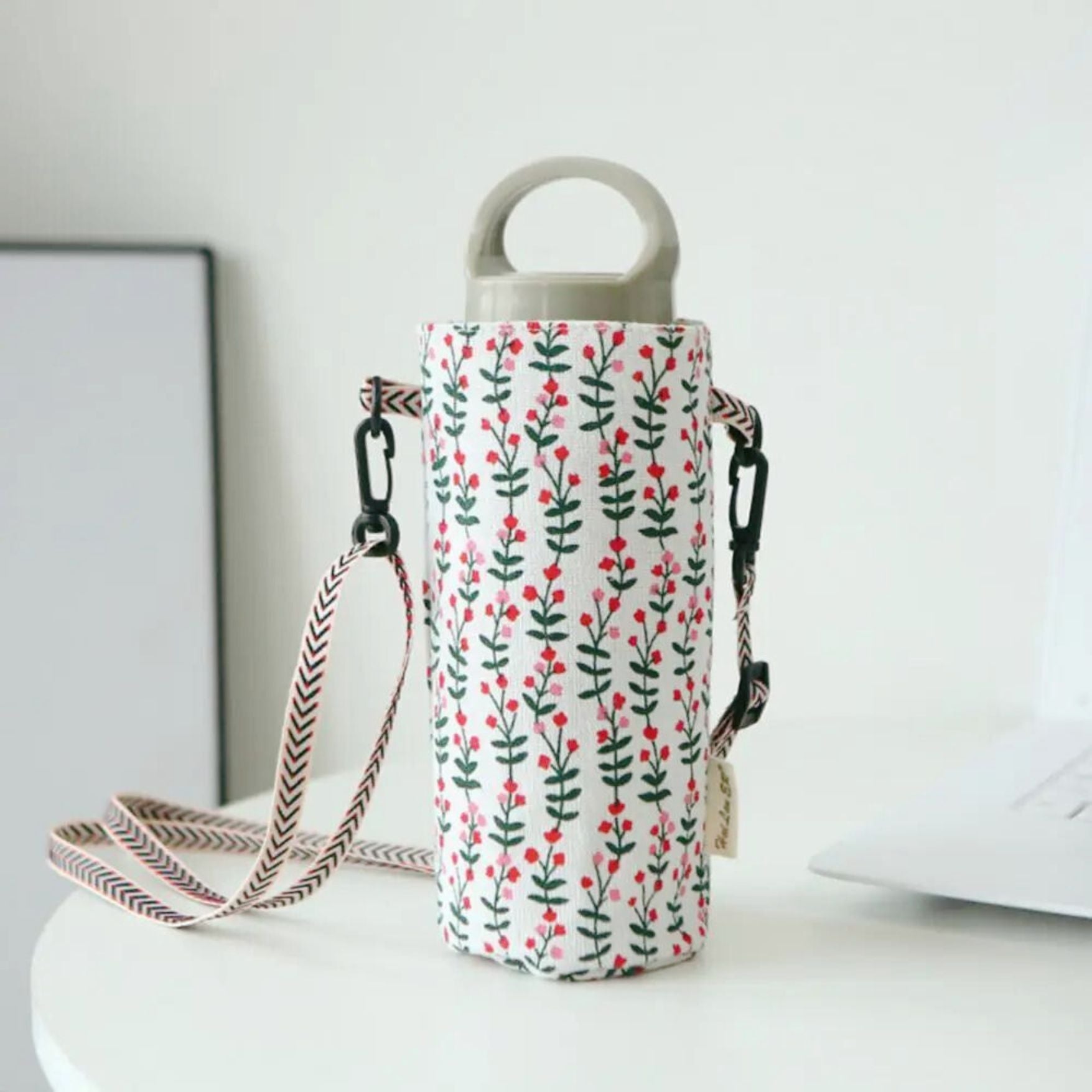 Lined Fabric Water Bottle Sling Crossbody Holder [4 Pattern Options]