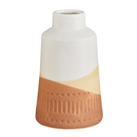 Lined Warm Colors Pot | Decorative Ceramic Vase | 3.75" x 6.5"