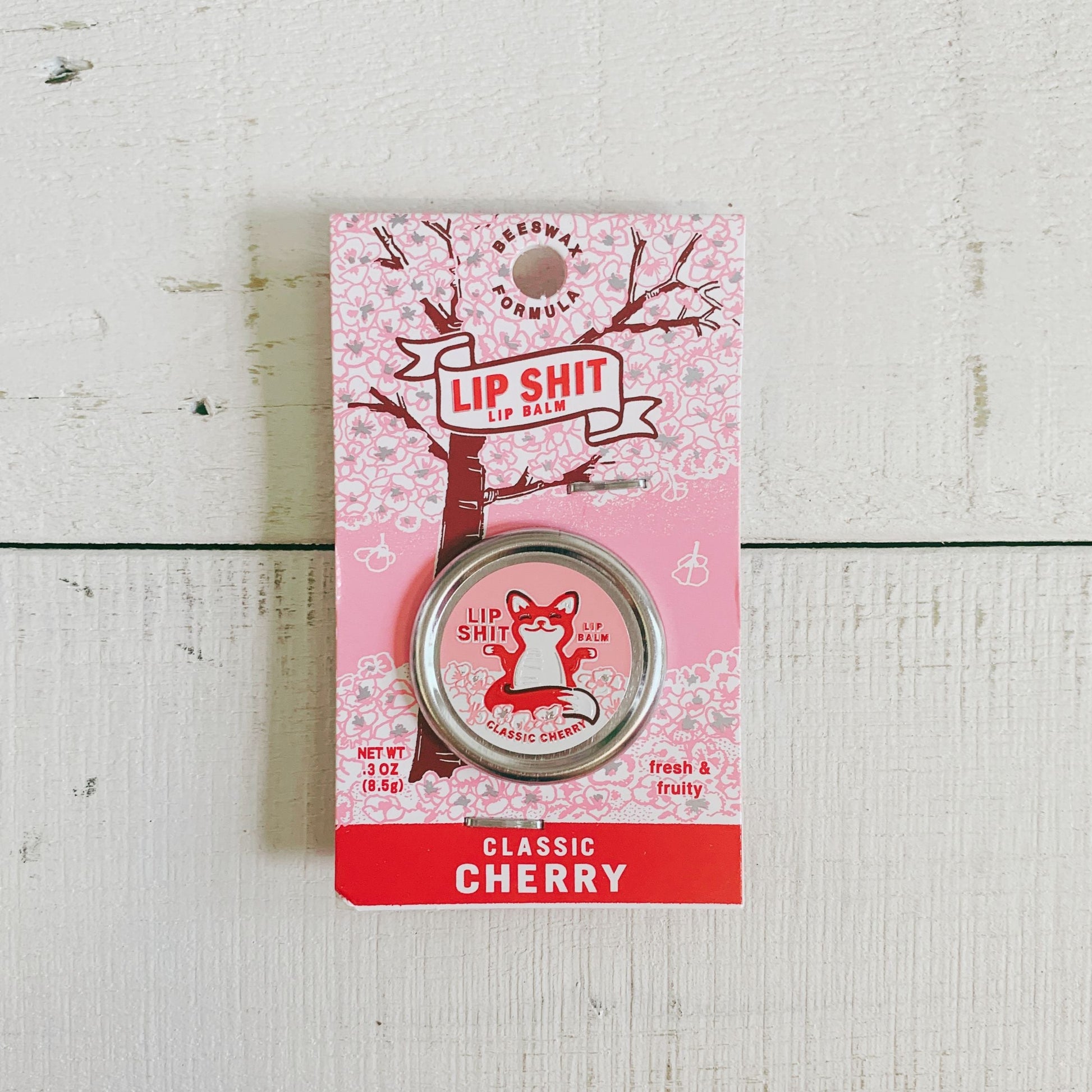 Lip Shit Lip Balm in Classic Cherry Beeswax Formula | Lip Moisturizer in Tin | .3oz | BlueQ at GetBullish