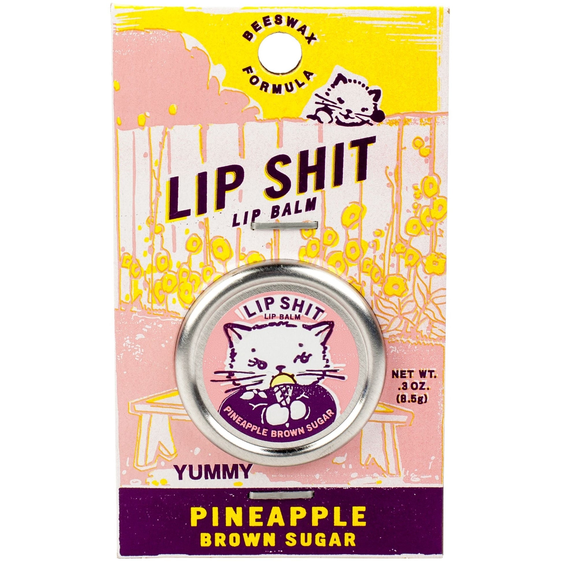 Lip Shit Lip Balm in Pineapple Brown Sugar Beeswax Formula | Lip Moisturizer in Tin | .3oz | BlueQ at GetBullish