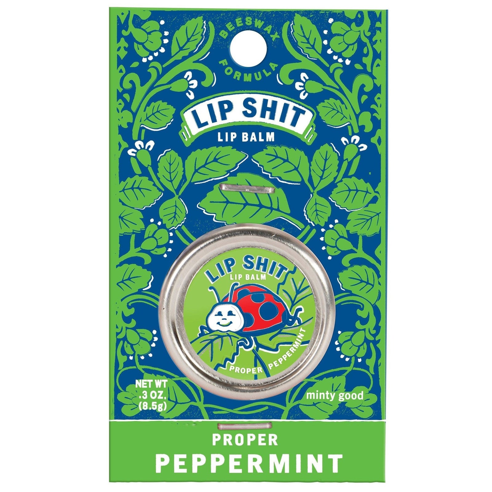 Lip Shit Lip Balm in Proper Peppermint Beeswax Formula | Lip Moisturizer in Tin | .3oz | BlueQ at GetBullish