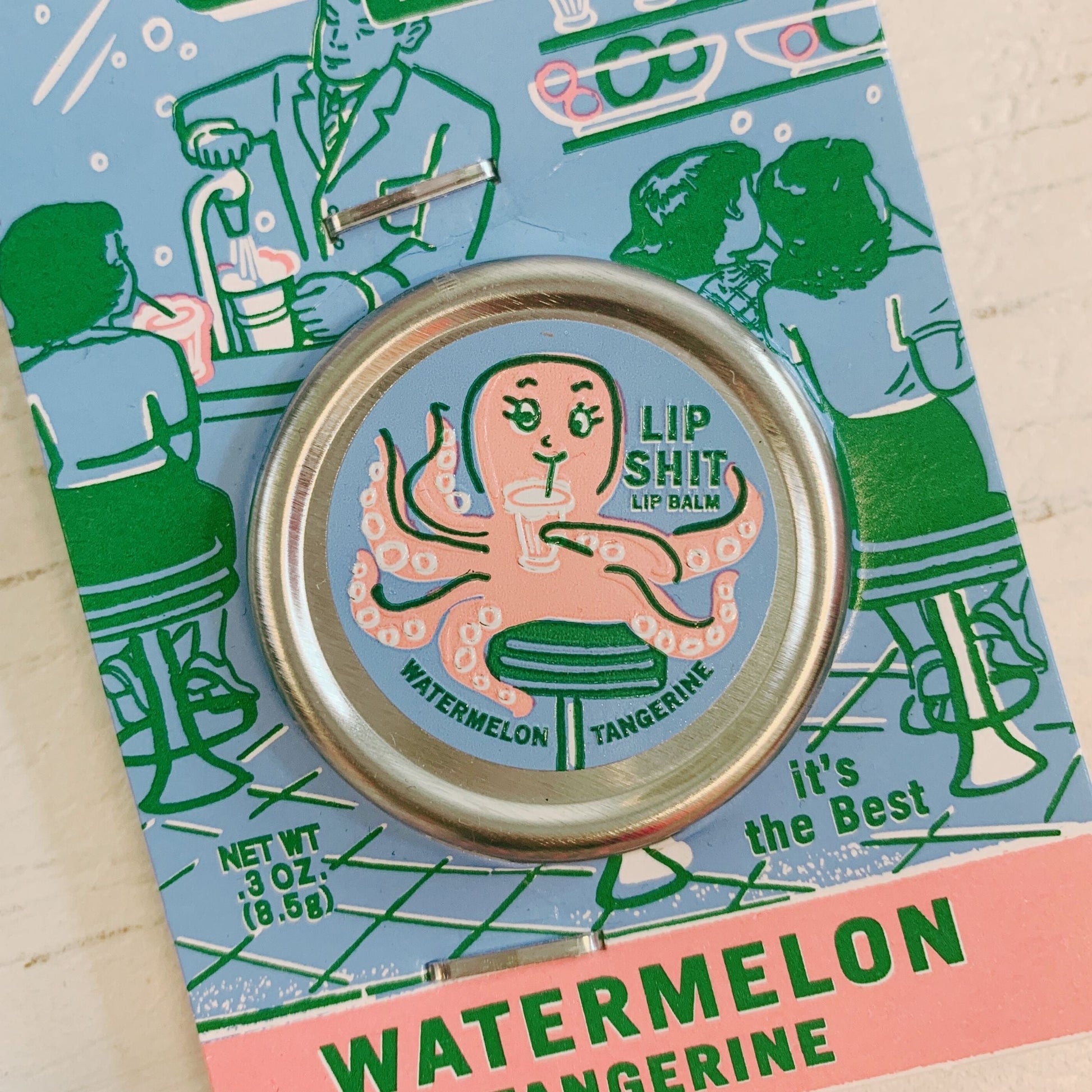 Lip Shit Lip Balm in Watermelon Tangerine Beeswax Formula | Lip Moisturizer in Tin | .3oz | BlueQ at GetBullish