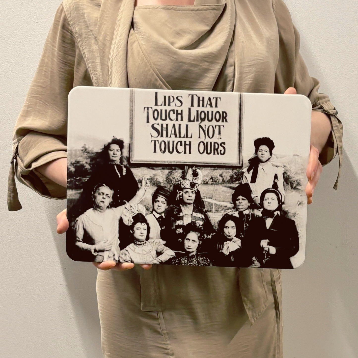 Lips That Touch Liquor Shall Not Touch Ours 13.75" x 10" Stone Trivet | Prohibition Era Women Hot Dishes Stone Cork Base Stand | 13.75" x 10"