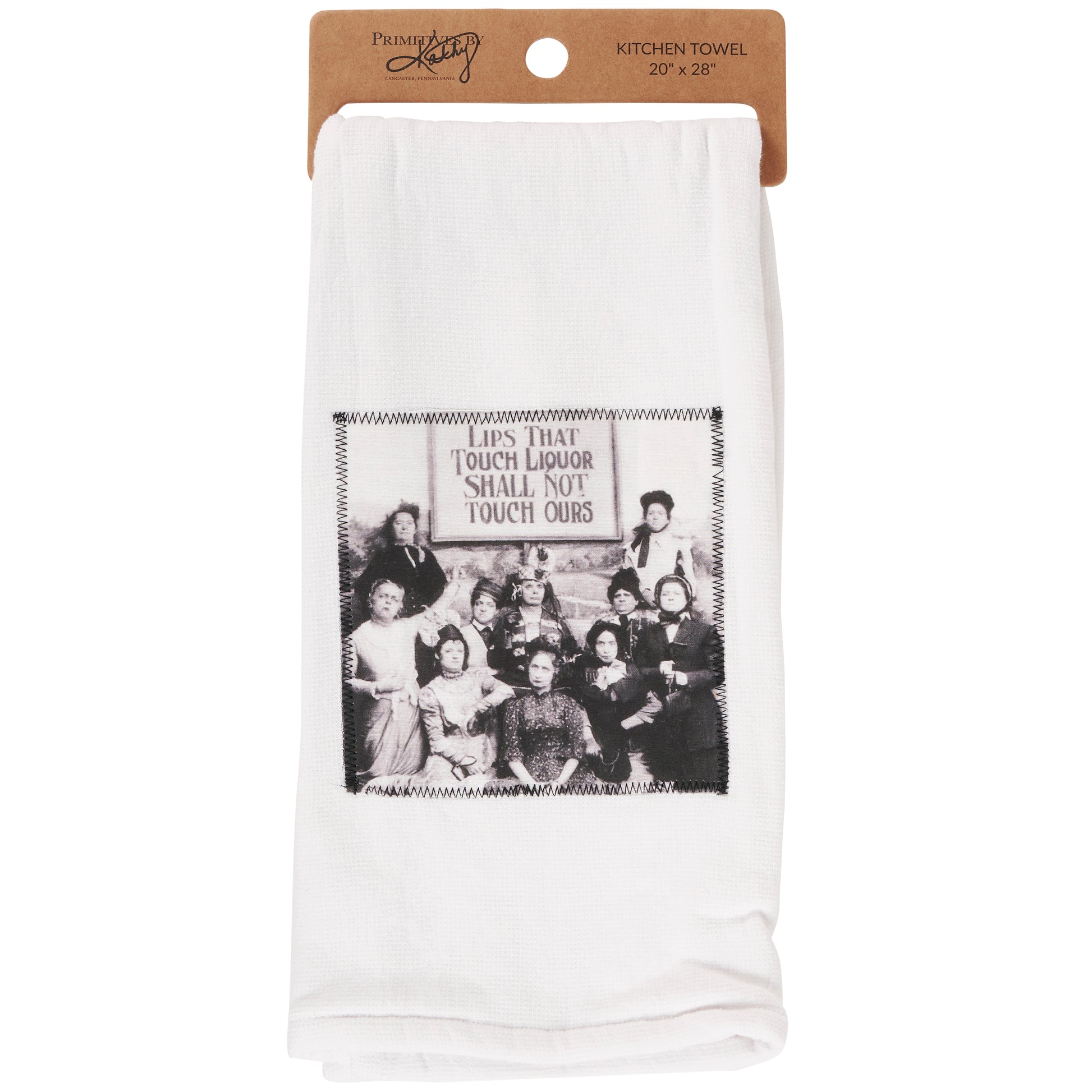 Lips That Touch Liquor Shall Not Touch Ours White Kitchen Towel | Cotton Hand Tea Dish Towel | 20" x 28"